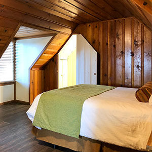 Master bedroom in Mountain floor plan two bedroom condo Tahoe Sands Resort