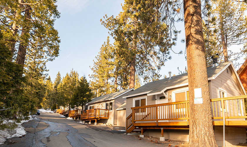 Tahoe Sands Resort building exterior with trees