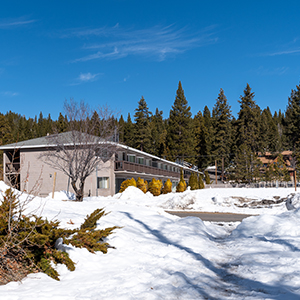Tahoe Sands Resort lakeside rooms in winter