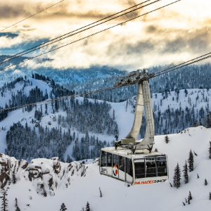 Palisades Tahoe aerial tram at winter