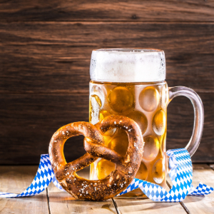 Oktoberfest beer and pretzel