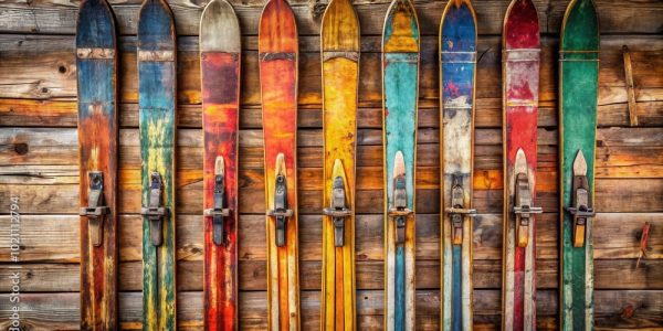 AdobeStock_1021112794_Preview Old skis repurposed as decor